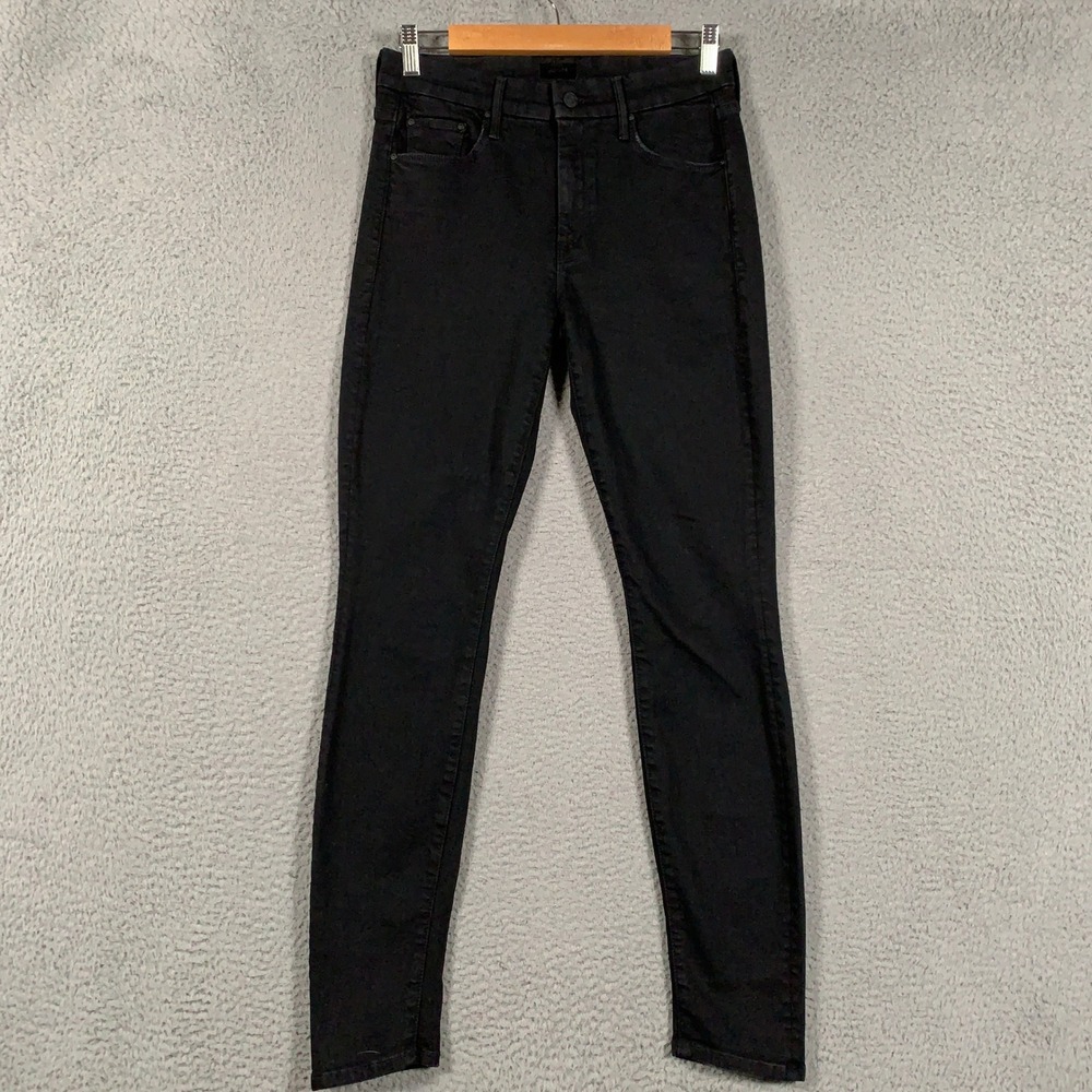 Mother The Looker Jeans Womens 27 Black Not Guilty High Rise Stretch Slim Skinny